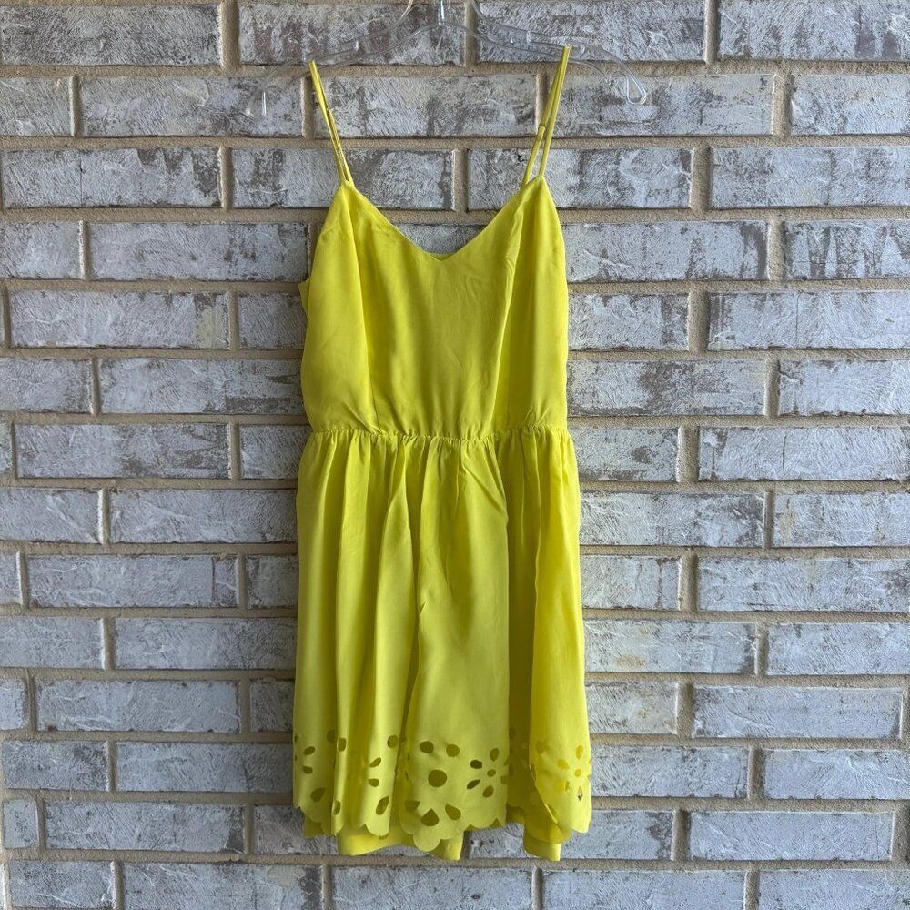 Greylin Sleeveless Neon Yellow 100% Silk Mini Dress Women's Size S